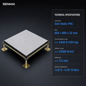 Suelo Técnico Elevado Antiestático de Sulfato de Calcio 600x600x32mm, Pruebas Internas, ISO9001, 2M ㎡ Capacidad Anual SENMAI - Product Image 2