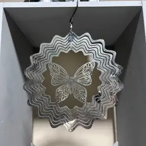 Factory Warehouse Personalized Sublimation Animal Aluminum Metal Silver Hanging Garden Decoration Wind Spinner