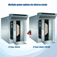 Four rotatif à air chaud multi-combustibles à 12 plateaux, four rotatif industriel pour pain, équipement de boulangerie, ligne de transformation alimentaire