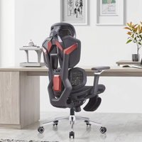Chaise de jeu ergonomique inclinable de luxe personnalisée en maille noire avec repose-pieds pour joueur