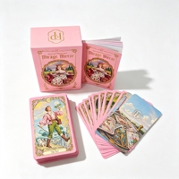 Jeu de cartes d'affirmation personnalisé, impression sur papier de haute qualité, cartes de tarot roses, bords roses avec instructions, estampage doré sur la boîte