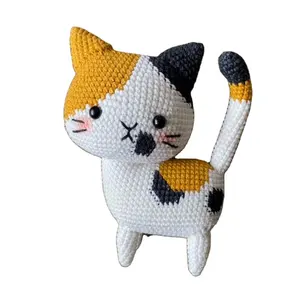 工場カスタムニット猫あみぐるみおもちゃかぎ針編み甘い子猫カラフルなぬいぐるみかぎ針編み動物猫のおもちゃ