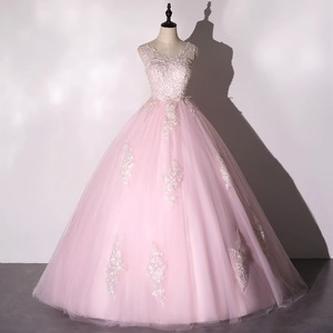 Pink Ball Gown Sweetheart Neckline Empire Waist Chiffon Evening Dress Women's Elegant Long Formal Wear - Product Image 1