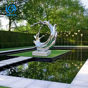 Escultura Abstracta de Onda en Acero Inoxidable para Jardín, Estilo Europeo y Americano, 1300*400*1650mm, Decoración Artística - Product Image 4