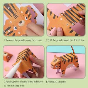 Kit de papier <span class=keywords><strong>origami</strong></span> 3D personnalisé pour animaux, fait main, imprimé en sérigraphie, art <span class=keywords><strong>facile</strong></span> pour débutants - Product Image 6