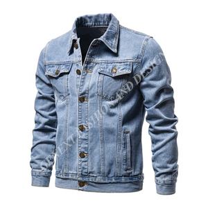 Vêtements de mode d'hiver coupe-vent durables pour hommes veste en jean décontractée personnalisable bleu clair du Bangladesh - Product Image 1