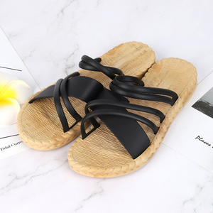 Sandales <span class=keywords><strong>en</strong></span> jonc de mer pour femmes, chaussures plates <span class=keywords><strong>en</strong></span> paille, pantoufles écologiques, vente <span class=keywords><strong>en</strong></span> gros - Product Image 3