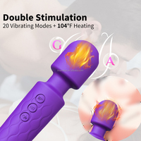 Vibrateur à baguette chauffant et à électrostimulation, 20 fréquences, 8 vitesses, rechargeable, vente en gros, fabricant OEM, marque privée