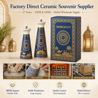 Ensemble de Bouteilles à Huile en Céramique Souvenir Touristique Marocain, Motif Chameau, Bouteille à Huile en Porcelaine pour Cuisine, Personnalisation OEM ODM Vente en Gros