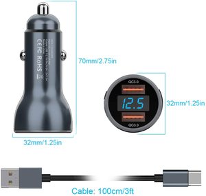 Doppia porta QC3.0 6A 36W caricabatteria per auto capacità di ricarica rapida accendisigari per iPhone per <span class=keywords><strong>Samsung</strong></span> 2x35W USB auto Char - Product Image 2