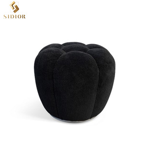 <span class=keywords><strong>Pouf</strong></span> Ottomano Rotondo di Lusso in Schiuma PU e Velluto Stile Francese per Hotel e Soggiorno Sgabello Panchina di Design Moderno - Product Image 5