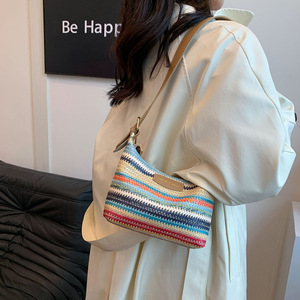 Nouveau <span class=keywords><strong>Sac</strong></span> à Bandoulière Femme Tendance 2024 Style Bohème – Sacs à Main Rayés en Matière Tressée pour Femme - Product Image 6