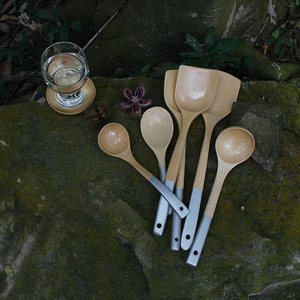 Wooden Spatula And Spoon Set 6 Pieces Nonstick Handle For Cooking And Serving - Product Image 2