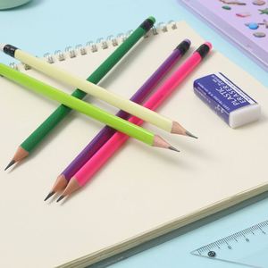 School Office Supplies <b>Paint</b> Coated Pencil <b>Set</b> 7 Inches HB Triangle Fluorescent Color <b>Paint</b> Poplar Wood Pencil With Color Eraser - Product Image 3