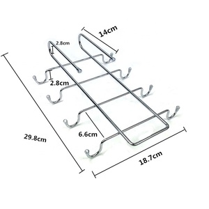 Stainless Steel 8 Hook Under Shelf Mugs Cups Wine Glasses Storage Hanging Drying Holder Rack Cabinet Hanging Organizer
