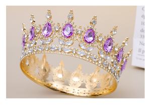 Barroco corona redonda completa oro <span class=keywords><strong>pastel</strong></span> Topper Metal y aleación suministros decorativos con diamantes <span class=keywords><strong>de</strong></span> imitación Tiara y ramo Accesorios - Product Image 5