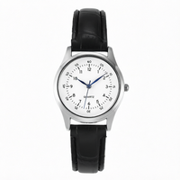 Jam Tangan Quartz Unisex Dial Skala Bening Grosir Pabrik Sumber Grosir Kustom Logo dalam Jumlah Kecil Tali Kulit Buaya Hitam
