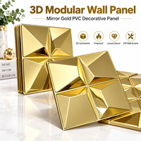 Panneau mural en PVC modulaire 3D, miroir doré, géométrique, décoratif, pour salon, chambre, hôtel, intérieur