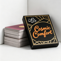 Boîte en étain pour cartes de tarot personnalisées esthétiques avec logo, cartes inspirantes en feuille d'or, papier laminé imperméable pour jeu