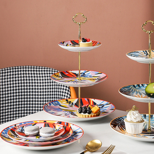 Soporte <span class=keywords><strong>de</strong></span> cerámica con diseño <span class=keywords><strong>de</strong></span> flores <span class=keywords><strong>de</strong></span> selva Tropical, para Tartas, 3 unidades - Product Image 2