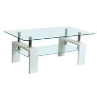 Table basse moderne en verre avec structure en acier inoxydable, design à panneaux, réglable, pour salon, mobilier de maison, garantie 1 an