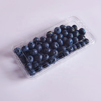 Kotak Kemasan Buah Berry Stroberi Blueberry Ramah Lingkungan dari Plastik PET Transparan 250G Sekali Pakai dengan Lubang
