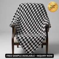 Hahnentritt-Muster Strickdecke Weiche Gemütliche Textur für Sofa und Bett Schwarz-Weiß Jacquard Dekorative Decke für Wohnzimmer