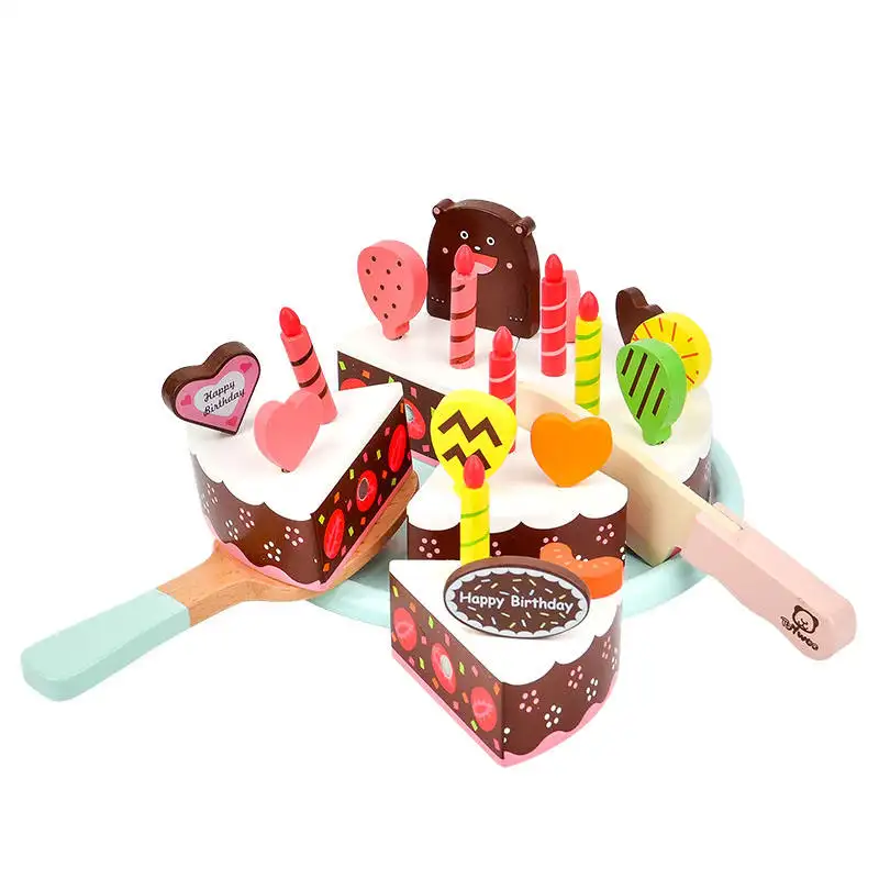 New Year Birthday Gift Simulation Cake Wood Cut Joy Over Every Kitchen Toys Gift For Kids