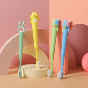 Cartoon Children 3-12 yearsToothbrush BPA Free Soft Hair Silicone Cute Cleaning Teeth Brushing Short Handle Toothbrush