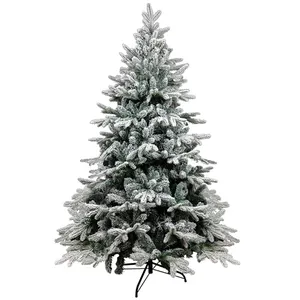 圣诞家居装饰人造180厘米6英尺聚乙烯和聚氯乙烯混合自动雪植绒白色圣诞树出售