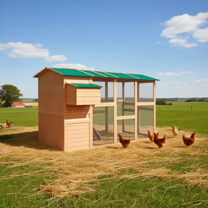 Gallinero Marrón con Techo Verde, Construcción de Madera, Alojamiento Ecológico para Aves de Corral - Product Image 2