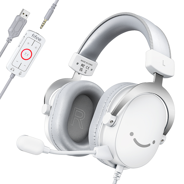 Fifine H9 USB Headphone with 7.1 Surround Sound Detachable Microphone Control Box 3.5mm Jack PC Gaming Headset