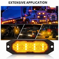 Luz de Parrilla OEM ODM con 4 LED de Montaje Superficial, SAE J595 Clase 1 IP6K9K, Diseño de 4 Cables, 15 Estilos de Destello, 12-24V