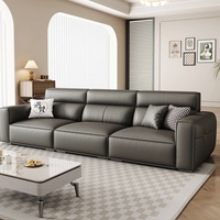 Juego de Muebles de Sofá en Forma de L de Cuero Genuino Estilo Moderno 2025, Color Negro, Preferencial para Apartamentos y Hoteles, Sofá Cama de 2 Plazas