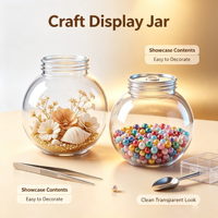 Conteneur en plastique transparent à large ouverture de 210 ml avec logo personnalisé, de qualité alimentaire, avec couvercle en métal facile à ouvrir, boîtes en plastique en forme de boule