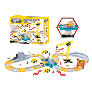 Camion de chantier magique Jacko Toys avec pistes flexibles, 144 pièces, <span class=keywords><strong>voiture</strong></span> jouet en plastique avec 5 lumières LED - Product Image 1