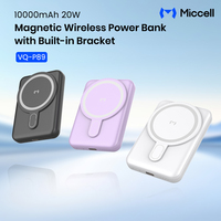 Miccell - Bancos de Energía Magnéticos de 10000 mAh y 20 W, Portátiles, de Carga Rápida, con Soporte Integrado, Banco de Energía con Carga Inalámbrica