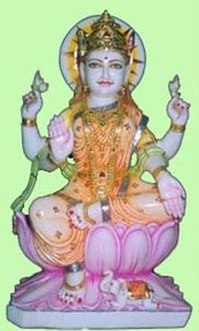 Sculpture de la déesse Laxmi Mata, idéale pour la maison et le temple, en marbre blanc de qualité supérieure, finition fine et polissage lisse, pose sur socle. - Product Image 2