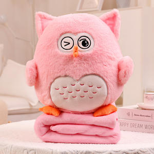 Boneka Hewan Burung Hantu Bantal Boneka Plush Kartun Selimut Grosir Bantal Selimut Burung Hantu 2-in-1 - Product Image 6