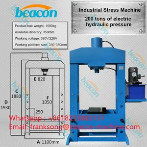 حار بيع الكهربائية ماكينة الضغط الهيدروليكي مع مقياس ل 10-200 طن الصحافة ضغط العمل طلب