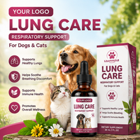 Gouttes pour les soins pulmonaires des animaux de compagnie, soutien respiratoire pour chiens et chats, formule à base de plantes naturelles, OEM ODM, marque privée, cGMP, non-OGM