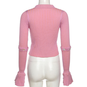 ANSZKTN Cárdigan de Punto para Mujer, Suéter Informal de Manga Larga Acampanada con Agujeros, Color Liso, Primavera - Product Image 3