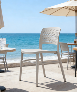 Modern Minimalist <b>Stackable</b> PVC Commercial <b>Dining</b> <b>Chair</b> with Perforated Back for Home Cafe Banquet & Restaurant Use - Product Image 5