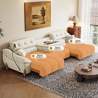 Canapé modulaire en chenille beige moderne avec plateau de charge USB, siège profond confortable, fauteuil inclinable pour salon, meubles de maison