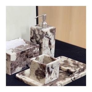 STONEKOCC Juego de Bandejas de Baño de Mármol Natural de Lujo Pandora Qianshan Muxue Organizador de Tocador - Product Image 1