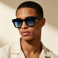 Lunettes de soleil carrées polarisées Mellume Designer en acétate noir et bleu pour hommes et femmes, protection UV400
