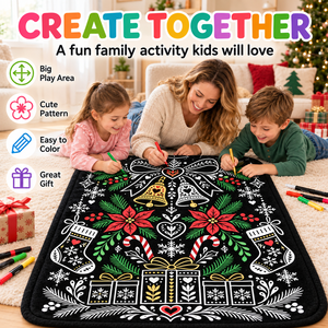 Christmas DIY Coloring Throw <b>Blanket</b> Rectangular Double Layer Flannel Fleece <b>Blanket</b> Home Decor Winter Family Kids Gift - Product Image 1