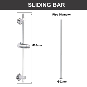 Support de <span class=keywords><strong>douche</strong></span> mural moderne réglable en hauteur/<span class=keywords><strong>angle</strong></span> en acier inoxydable chromé avec barre coulissante pour salle de bain, avec emballage - Product Image 5