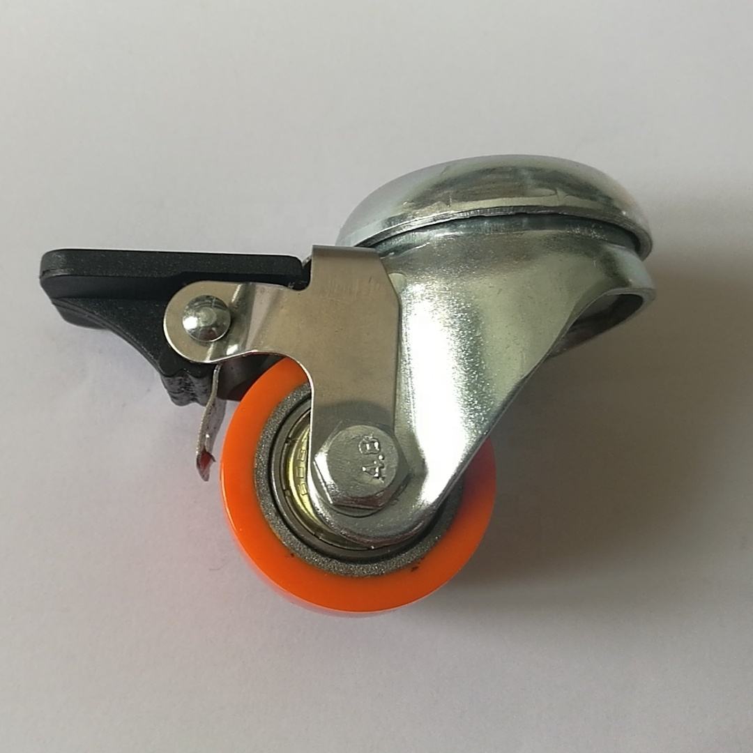 35mm Low Profile High Load 100KG Ball Bearing Small Swivel Plate Caster PU Polyurethane Wheels