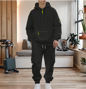 Completo Sportivo <span class=keywords><strong>Casual</strong></span> da <span class=keywords><strong>Uomo</strong></span> 2025 per Esterno, <span class=keywords><strong>Abbigliamento</strong></span> Autunno/Inverno per Fitness e Jogging, Felpa con Cappuccio Calda in Maglia Stampata per Ciclismo Invernale - Product Image 3